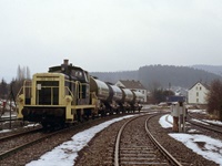 Zuletzt wurde das Tanklager der Bundeswehr in Sundwig regelmäßig bedient. wie hier am 10.03.1988 durcdh 360 594.